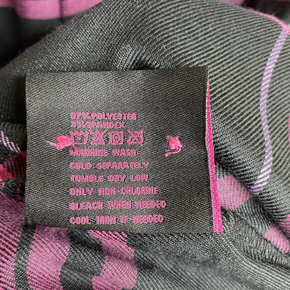 Greasy Hands Society Mens Pink Black Purple Button Up Flannel Shirt 2XLT Tall - Picture 10 of 10